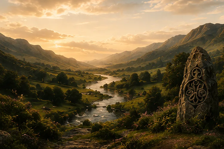 Celtic Stone in a Golden Valley